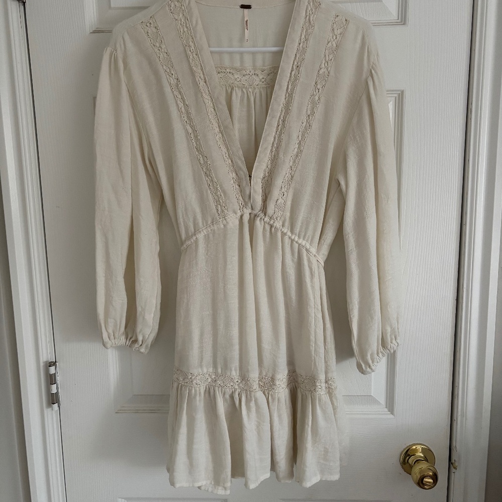 Free People Rugged Beauty Swing Dress Size Small Ivory